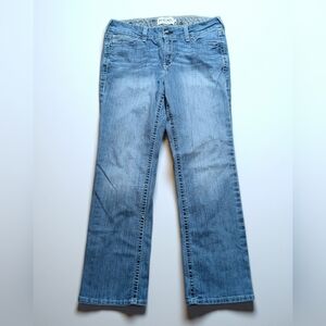 Ariat REAL Denim Women's Mid Rise Icon Straight Jeans Blue Embroidered Pockets